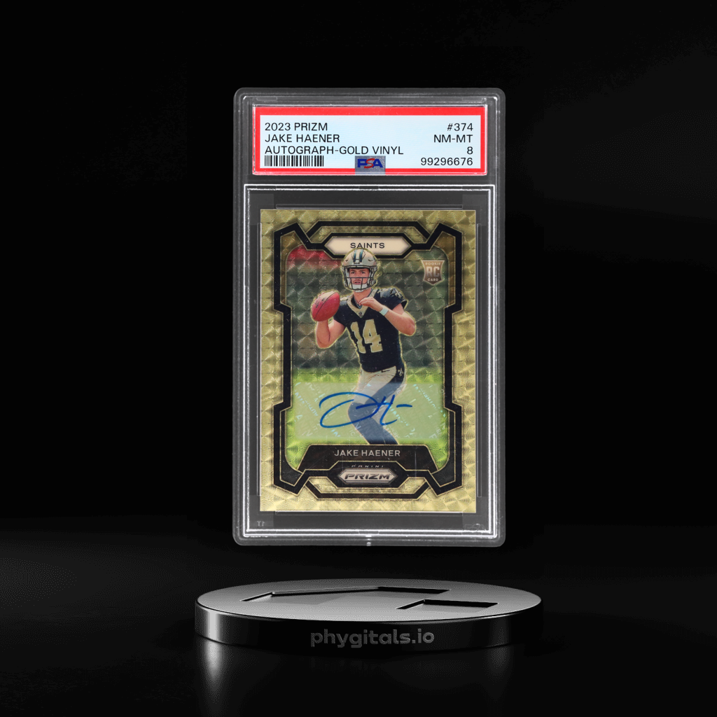 Autograph Gold Vinyl Prizm Jake Haener card artwork