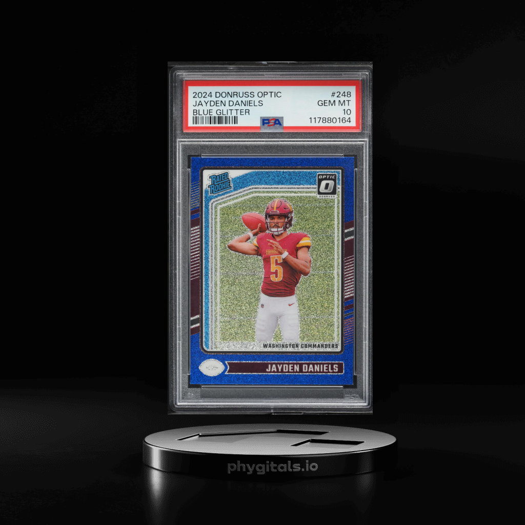 Blue Glitter Jayden Daniels card artwork
