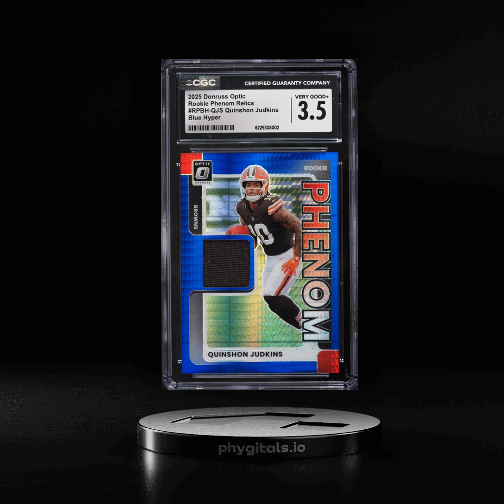 Phenom Relics Blue Hyper Quinshon Judkins ROOKIE PATCH card artwork