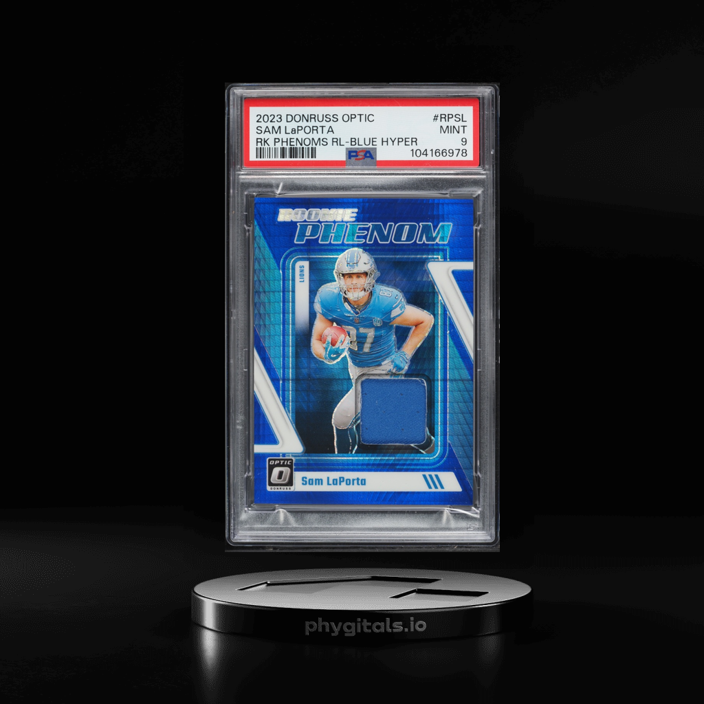 Phenoms Blue Hyper Sam LaPorta ROOKIE PATCH card artwork