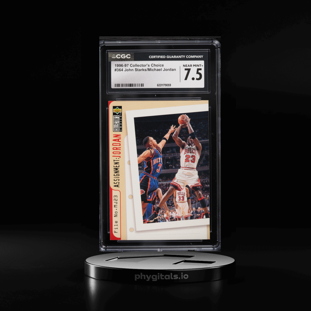 Basketball John Starks & Michael Jordan card artwork