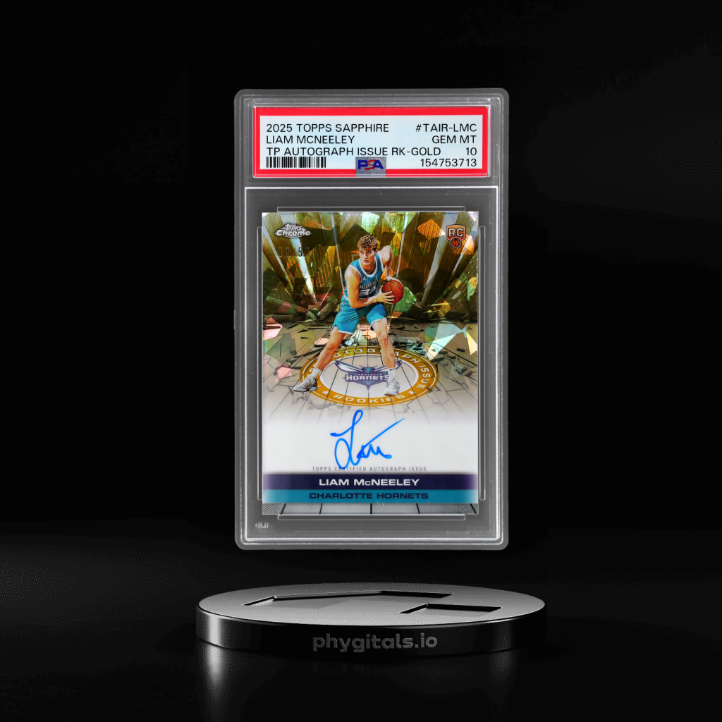 Sapphire Autograph Issue Rookies Gold Sapphire Liam Mcneeley card artwork