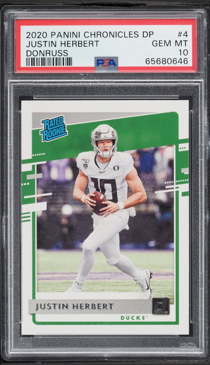2020 Panini Chronicles Draft Picks Donruss Justin Herbert ROOKIE #4 PSA 10 GEM MINT