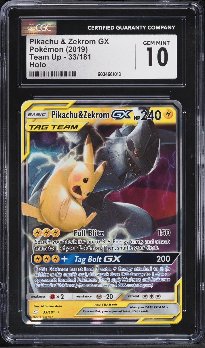 2019 Pokemon Sun & Moon Team Up Holo Pikachu & Zekrom GX #33 CGC 10 GEM MINT