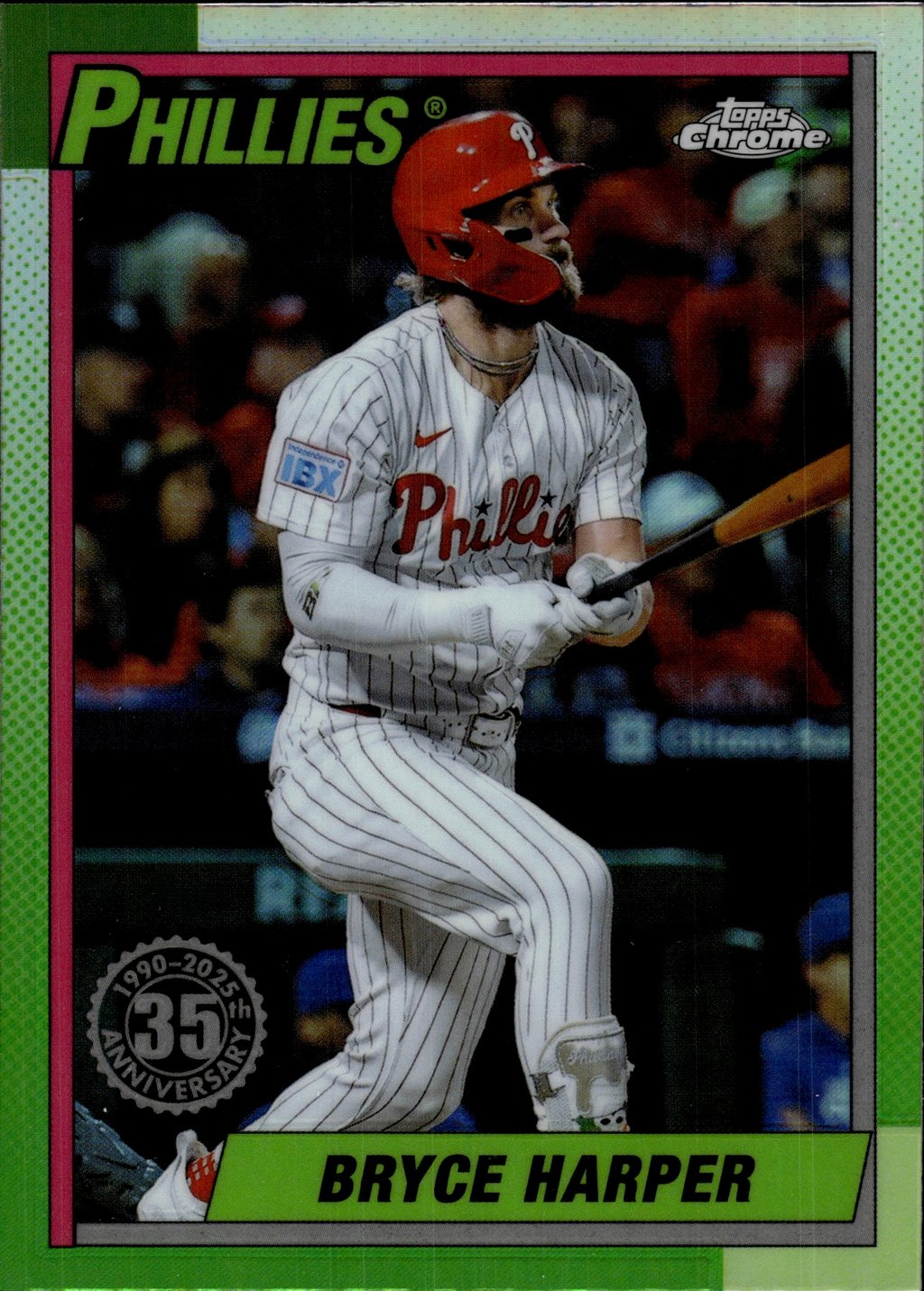 2025 Bryce Harper #90CB-12 Topps Chrome 1990 Green Refractor