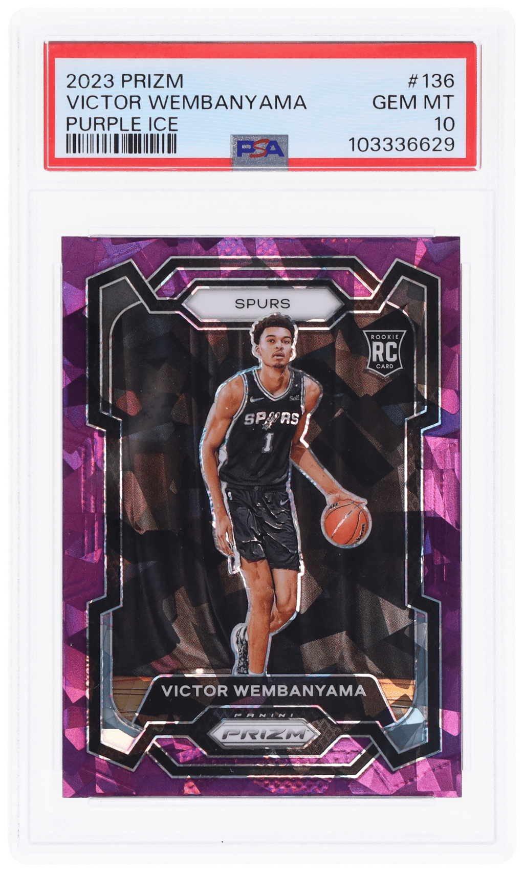 2023 Panini Prizm Purple Ice Prizm Victor Wembanyama #136 71/149 PSA 10