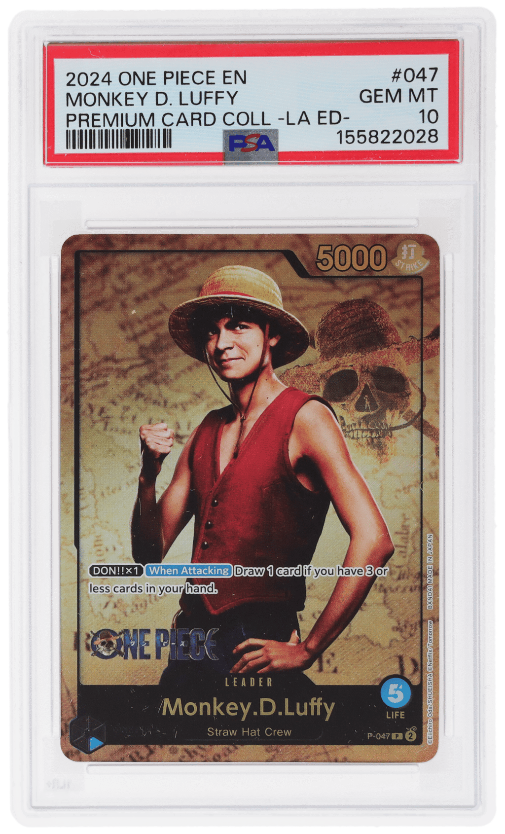 2024 One Piece Premium Card Collection Live Action Monkey D. Luffy #47 PSA 10