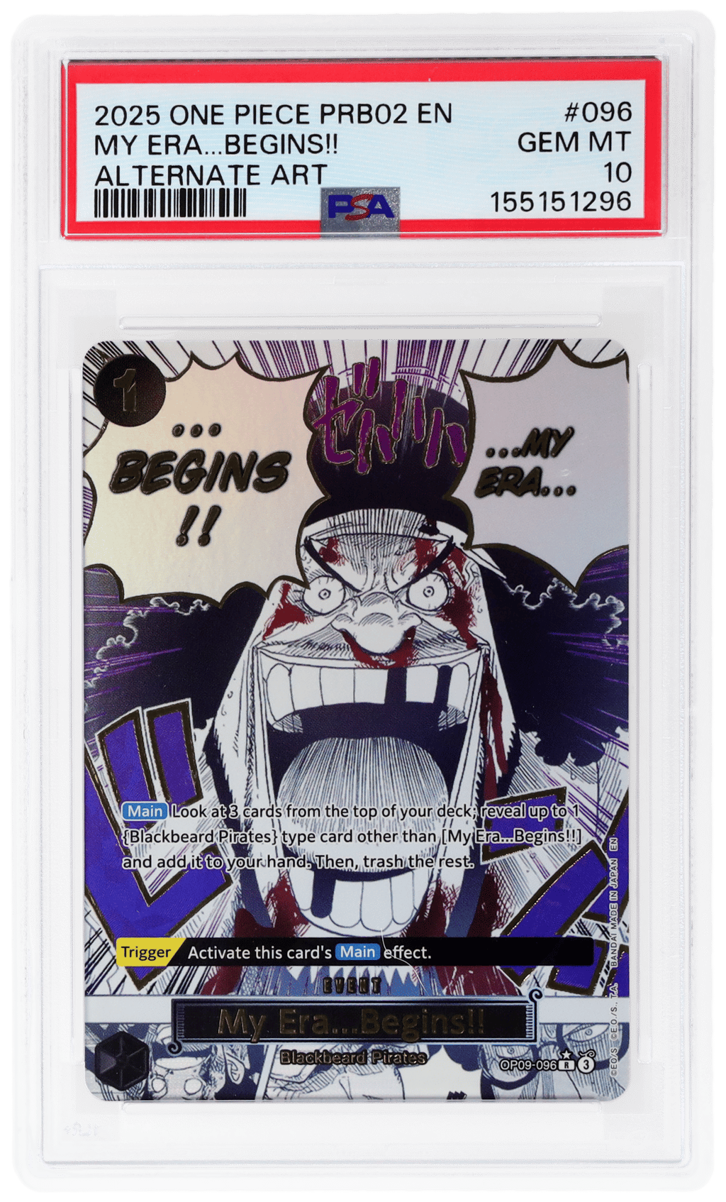 2025 One Piece Premium Booster Alternate Art My Era...Begins #OP09-096 PSA 10