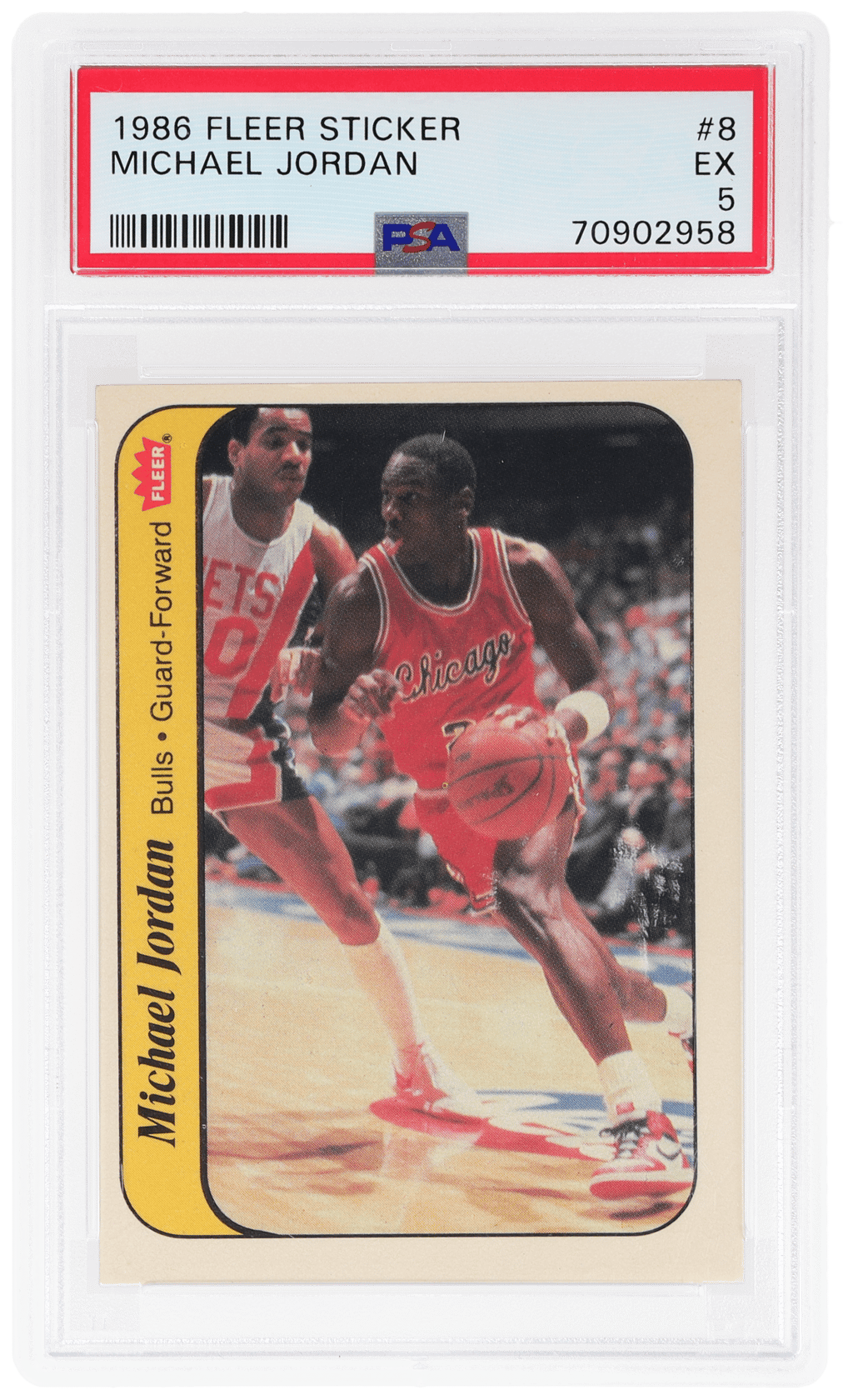1986 Fleer Sticker Michael Jordan #8 PSA 5
