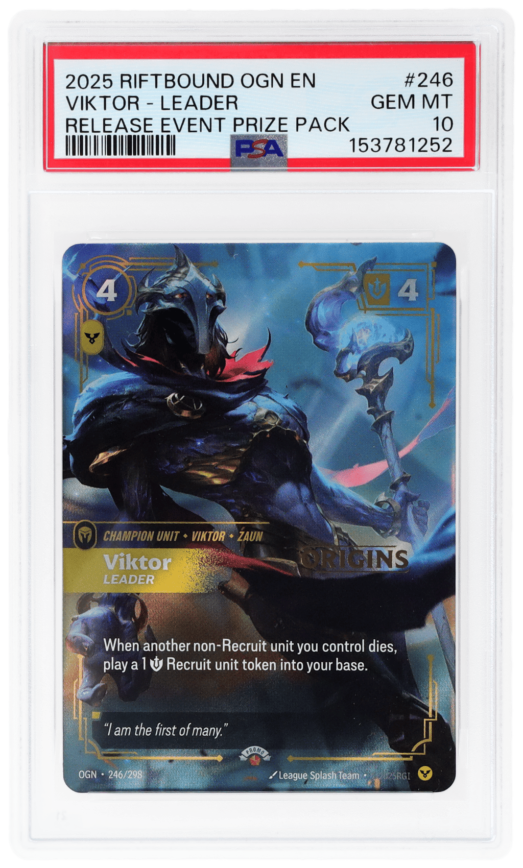 2025 Riftbound League of Legends Origins Release Event Prize Pack Viktor #246 PSA 10