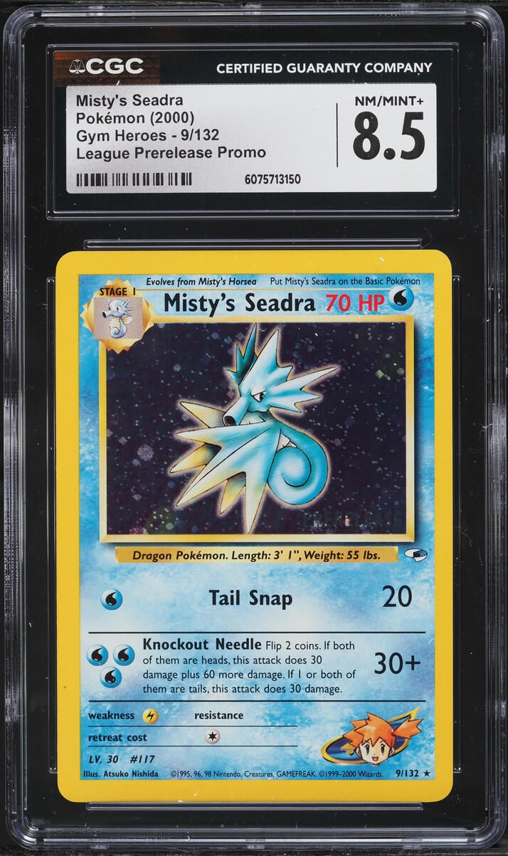 2000 Pokemon Gym Heroes League Prerelease Promo Holo Misty's Seadra #9 CGC 8.5 NM-MT+