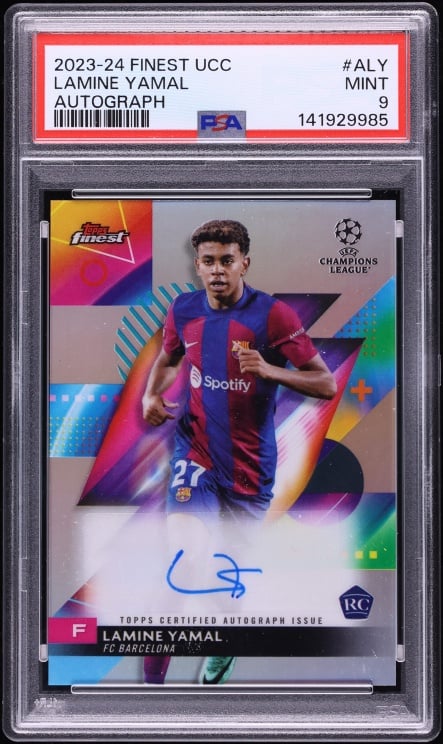 2023 Finest UEFA Club Competitions Lamine Yamal ROOKIE AUTO #A-LY PSA 9 MINT