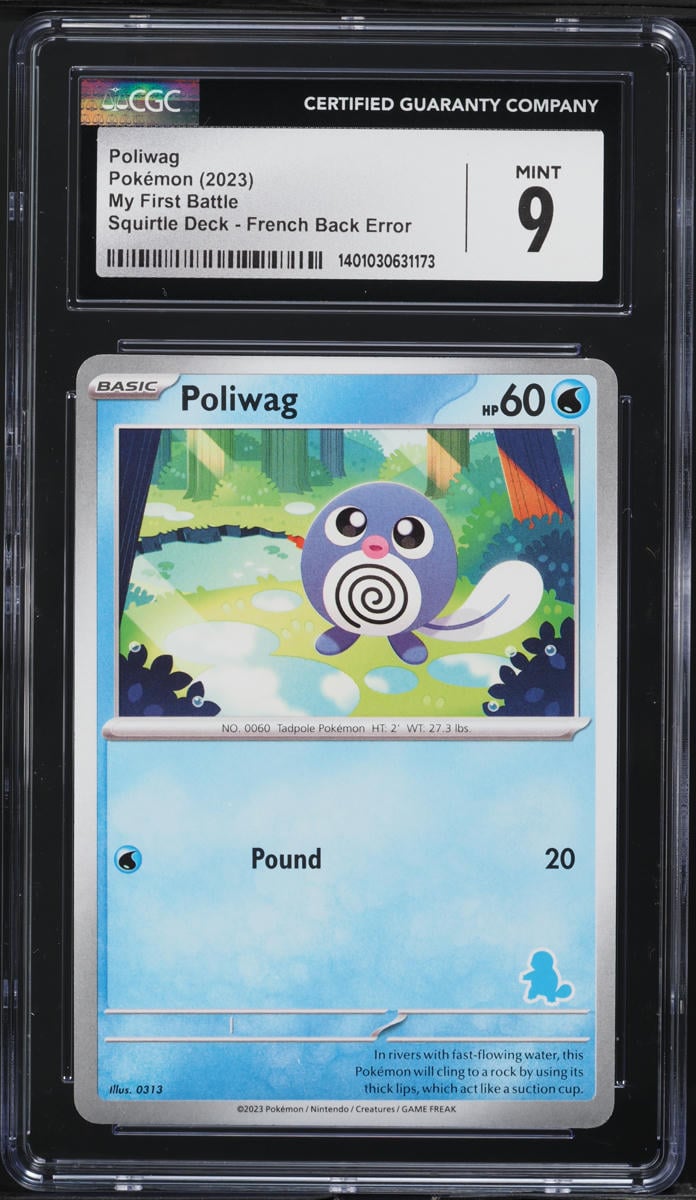 2023 Pokemon My First Battle Deck French Back Error Poliwag CGC 9 MINT