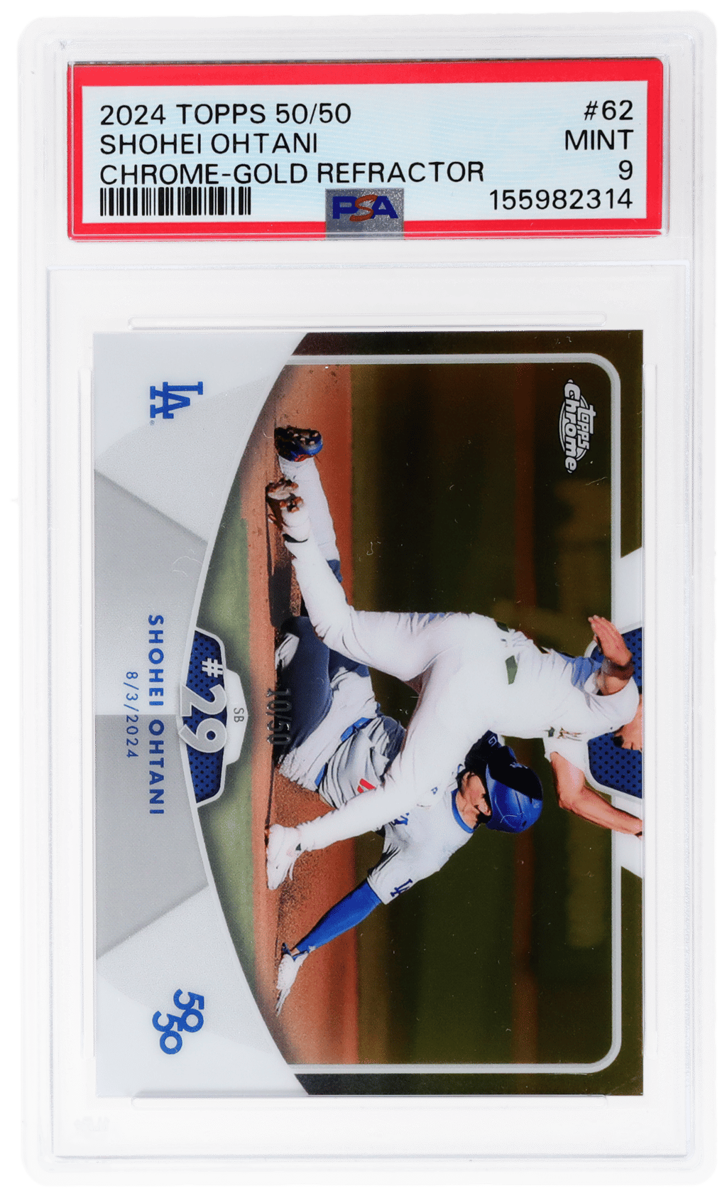 2024 Topps Chrome 50/50 Gold Refractor Shohei Ohtani #62 10/50 PSA 9