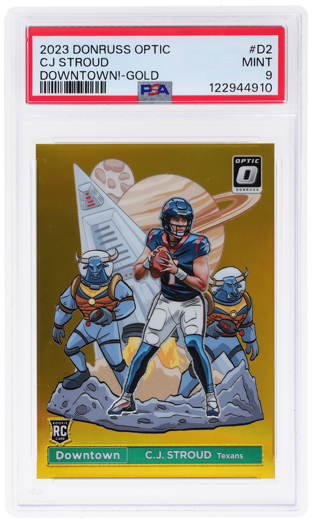 2023 Donruss Optic Downtown Gold CJ Stroud #D-2 9/10 PSA 9