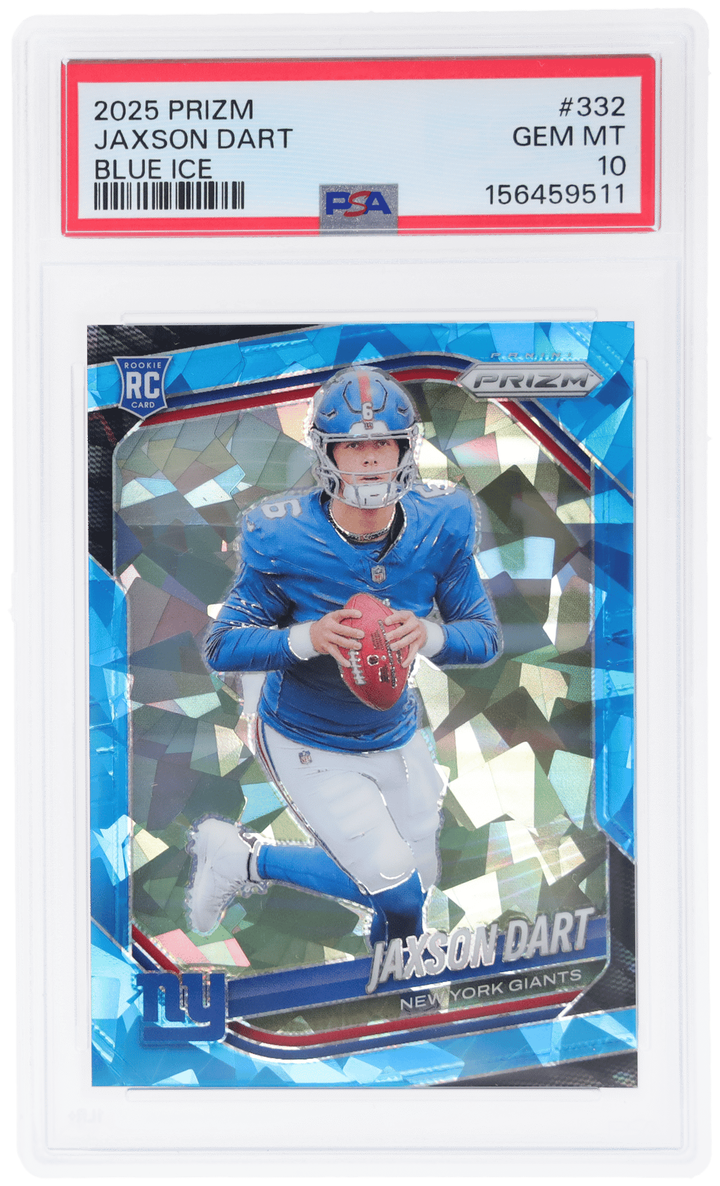 2025 Panini Prizm Blue Ice Prizm Jaxson Dart #332 31/99 PSA 10
