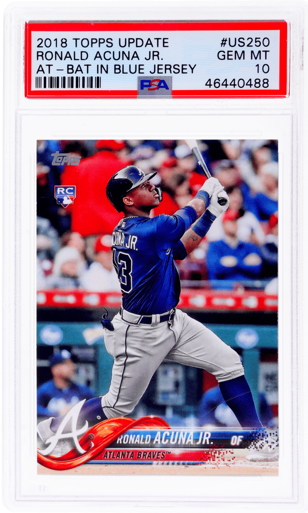 2018 Topps Update At Bat In Blue Jersey Ronald Acuna Jr. #US250 PSA 10