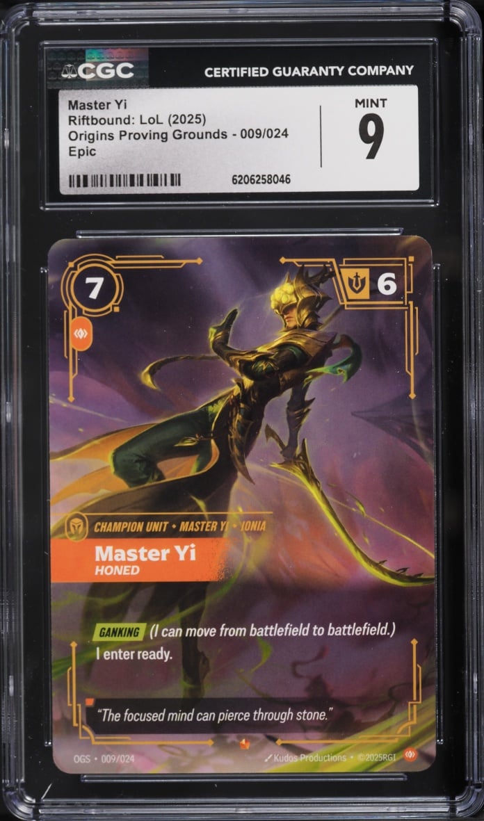 2025 Riftbound League Of Legends LoL Origins Proving Grounds Master Yi #9 CGC 9 MINT