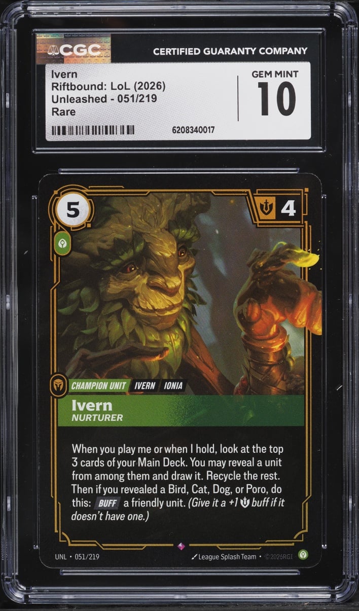 2026 Riftbound League Of Legends LoL Unleashed Ivern #051 CGC 10 GEM MINT