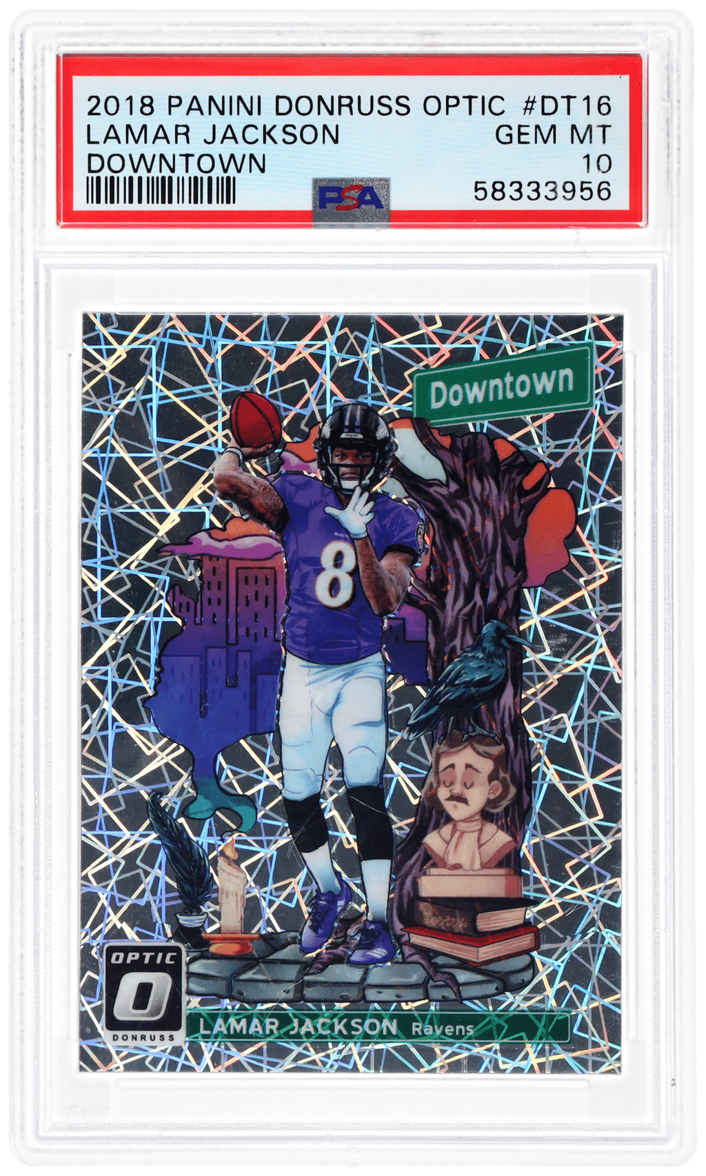 2018 Donruss Optic Downtown Lamar Jackson #DT-16 PSA 10