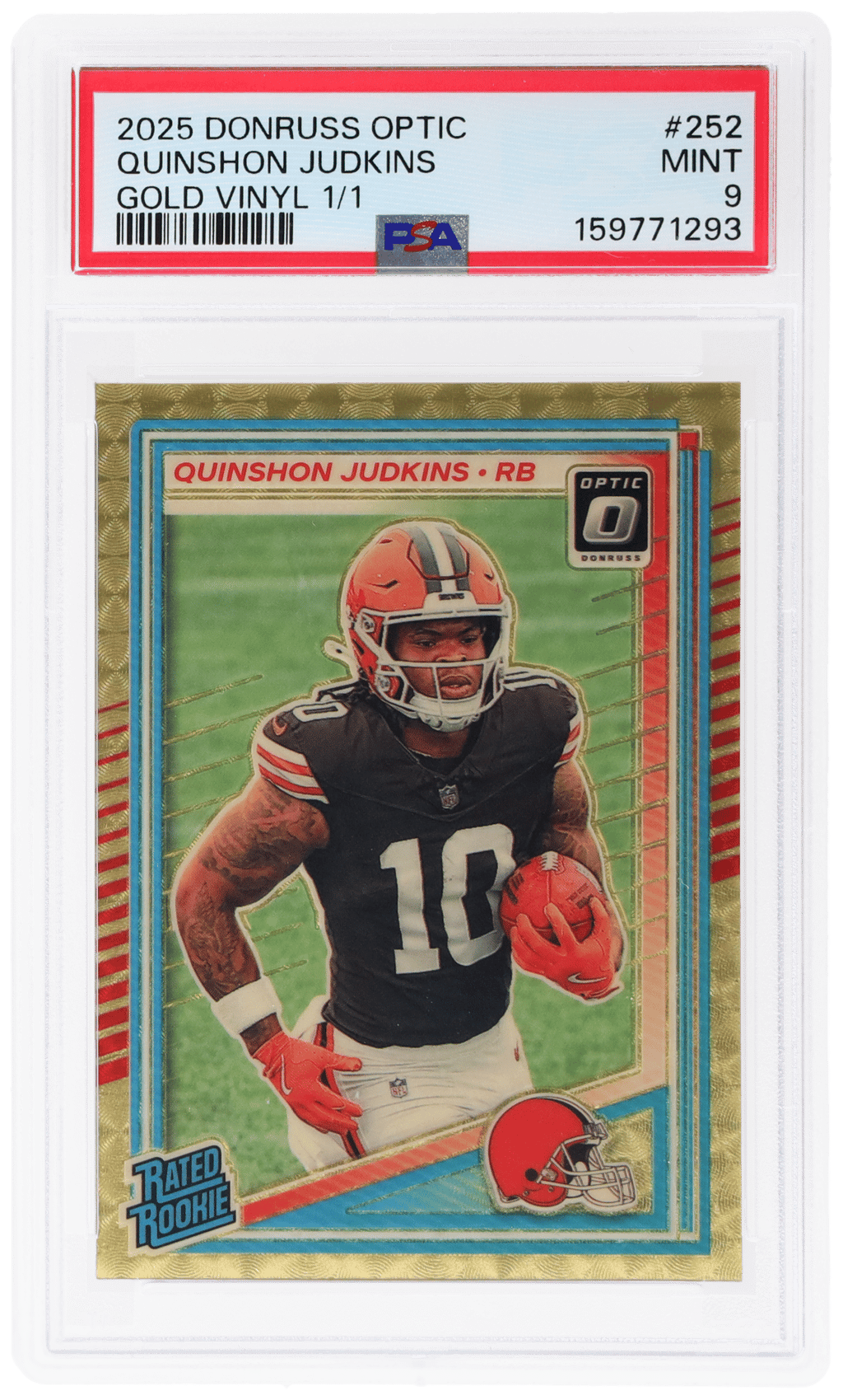 2025 Donruss Optic Gold Vinyl Quinshon Judkins #252 1/1 PSA 9