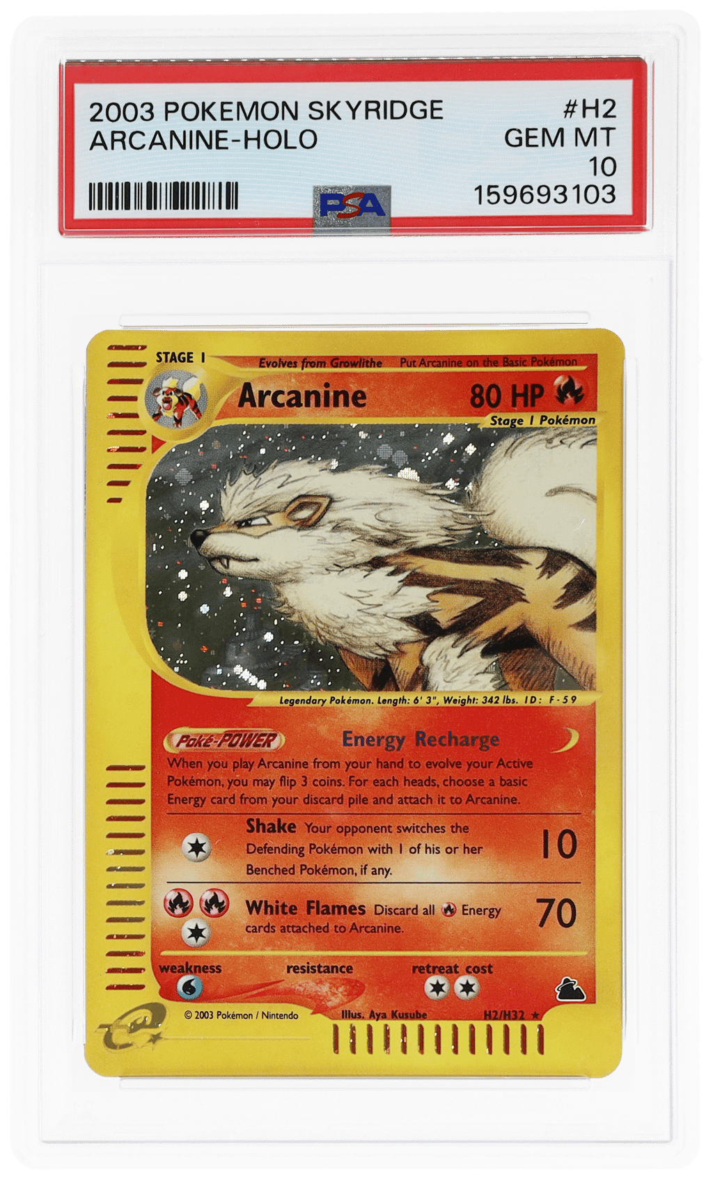 2003 Pokemon Skyridge Holo Arcanine #H2 PSA 10