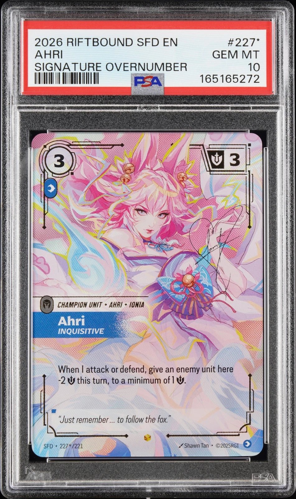 2026 RIFTBOUND: LEAGUE OF LEGENDS SFD-SPIRITFORGED AHRI - INQUISITIVE PSA 10