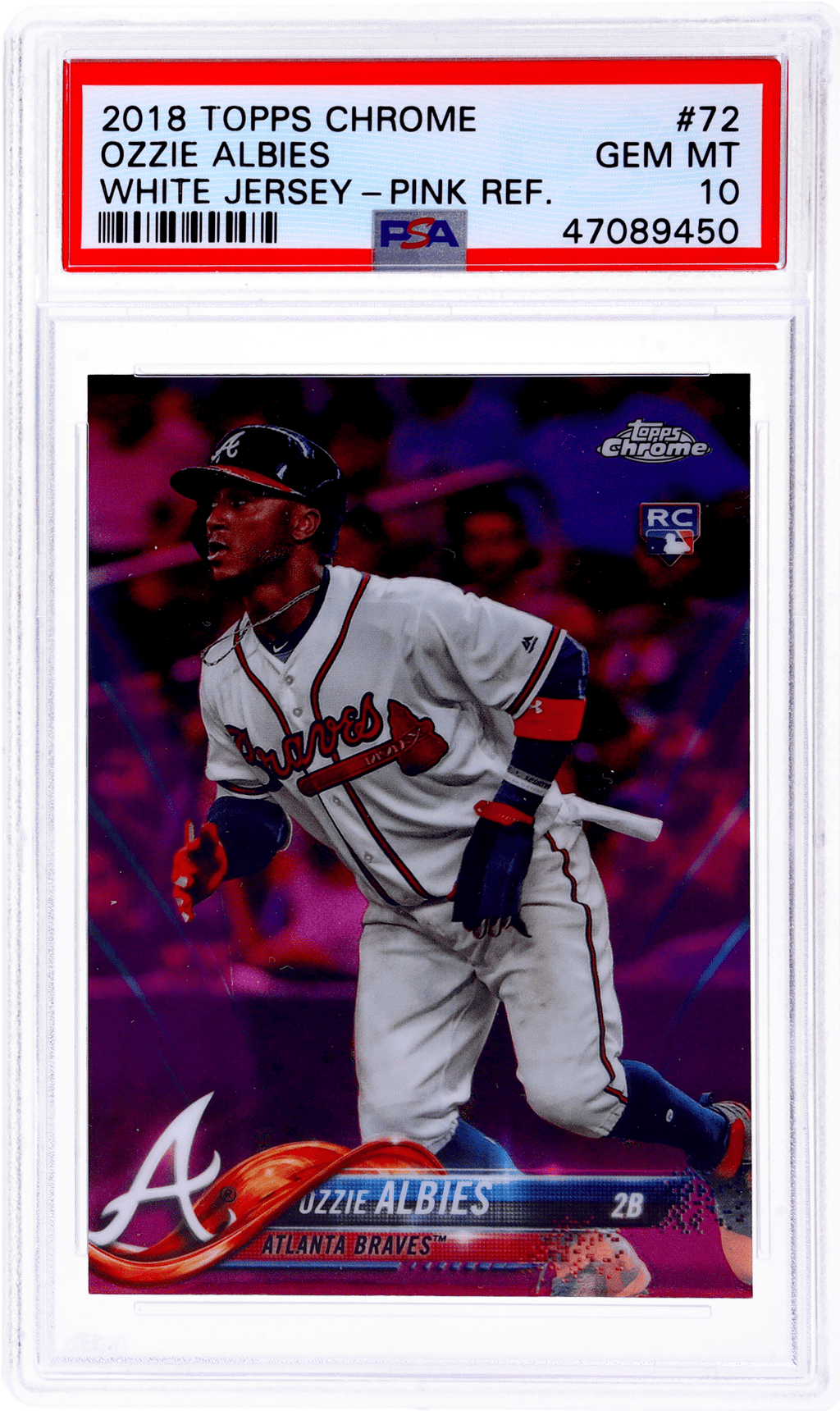 2018 Topps Chrome Pink Refractor Ozzie Albies #72 PSA 10