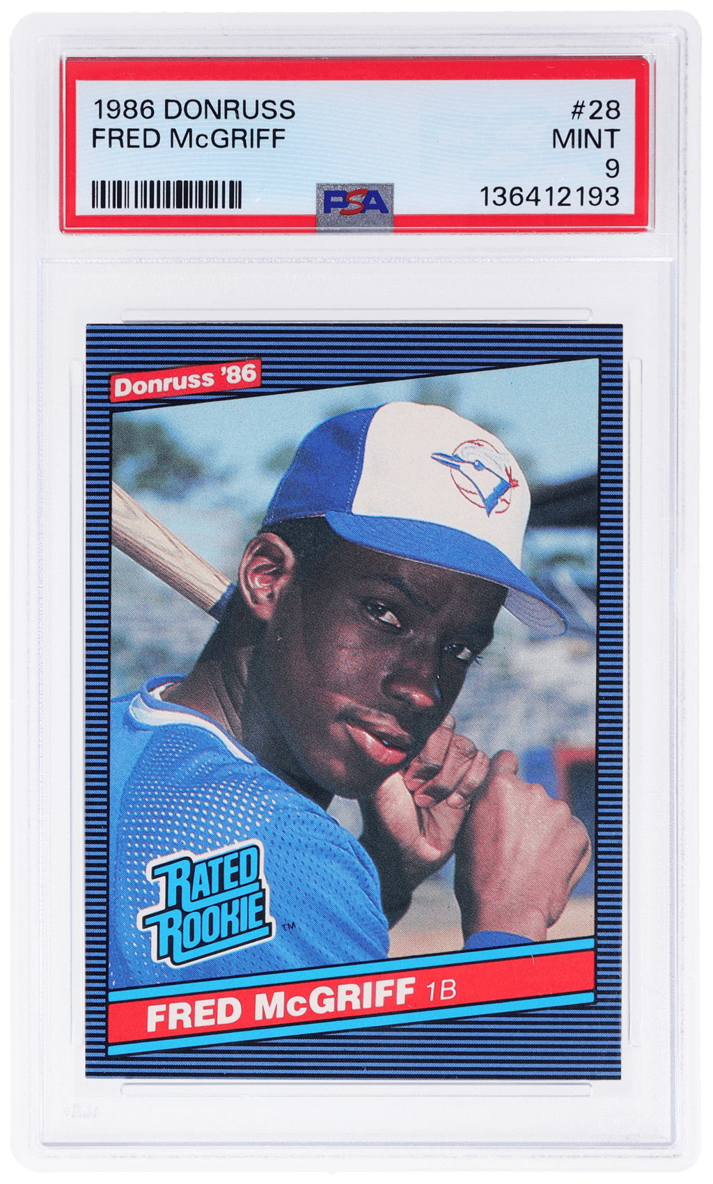 1986 Donruss Rated Rookie Fred Mcgriff #28 PSA 9