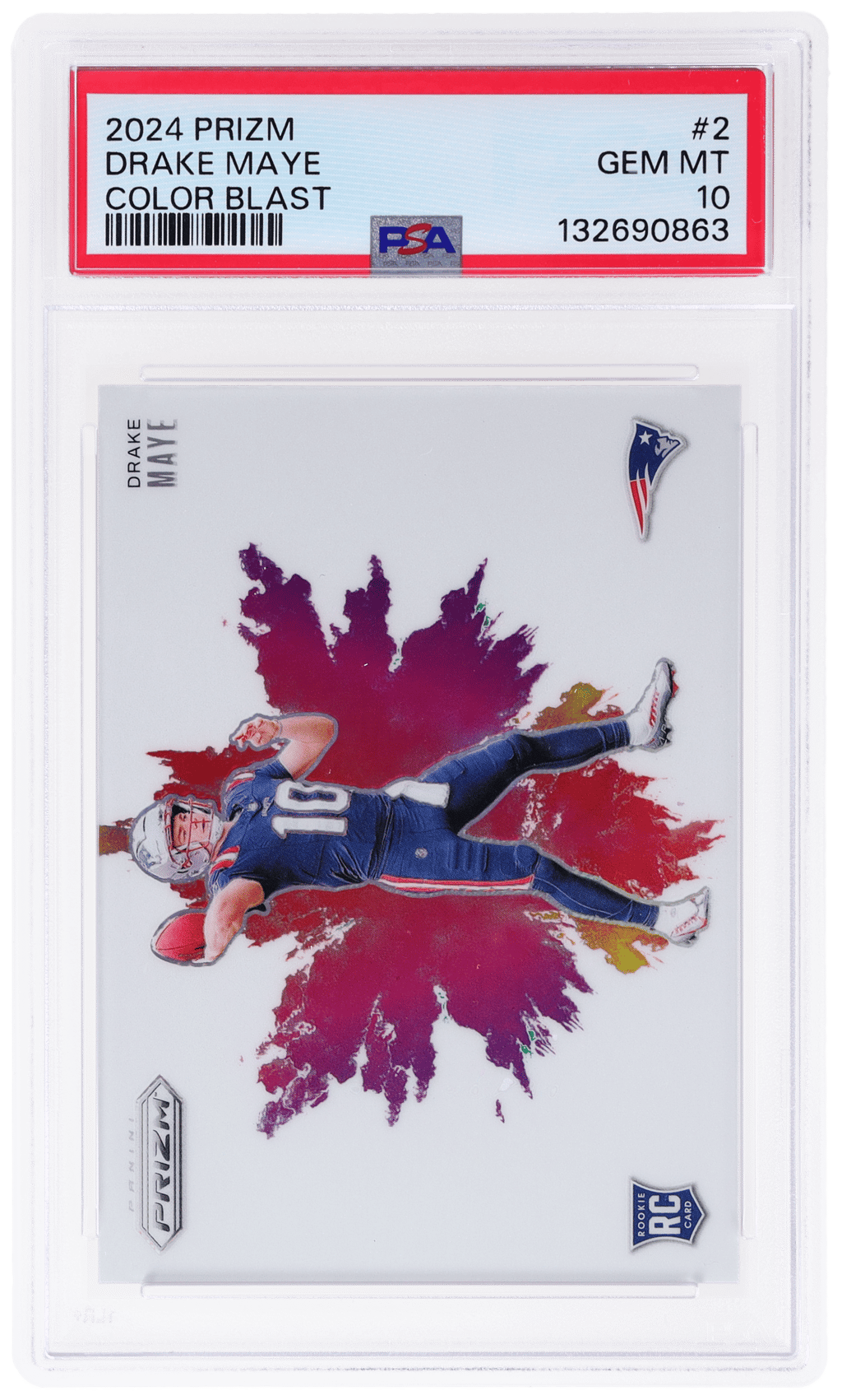 2024 Panini Prizm Color Blast Drake Maye #2 PSA 10