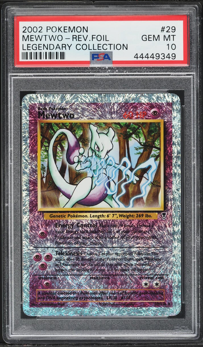 2002 Pokemon Legendary Collection Reverse Holo Mewtwo #29 PSA 10 GEM MINT