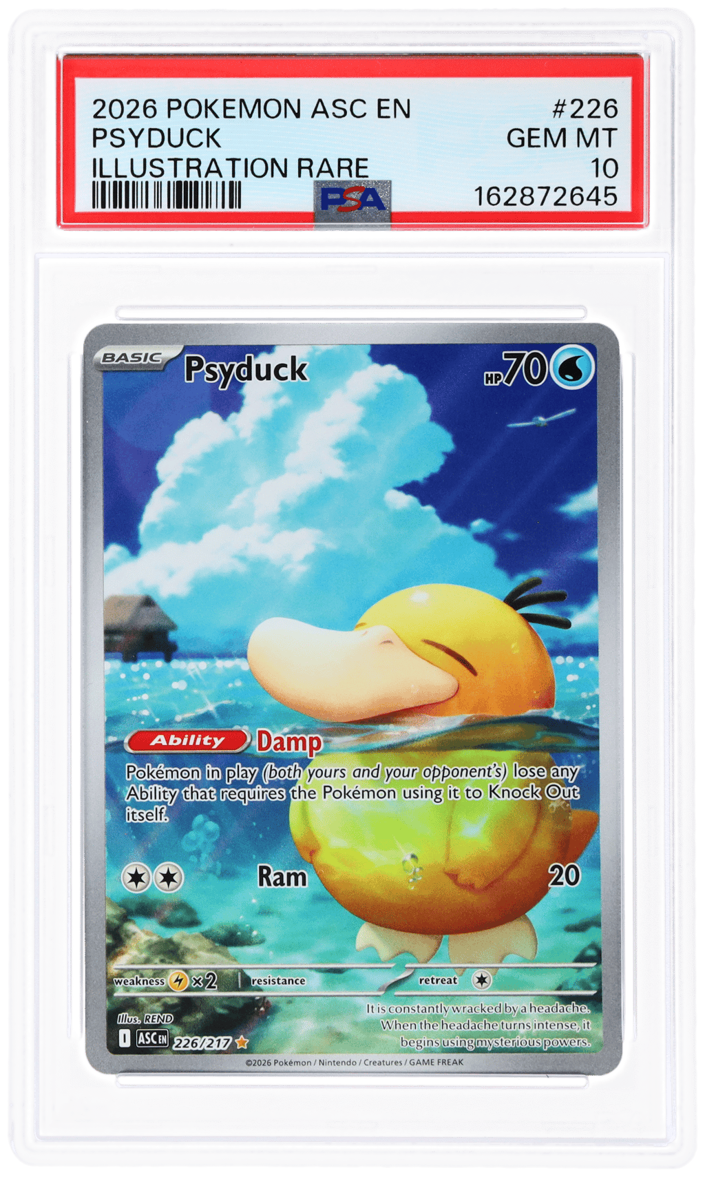 2026 Pokemon Mega Evolution Ascended Heroes Illustration Rare Psyduck #226 PSA 10
