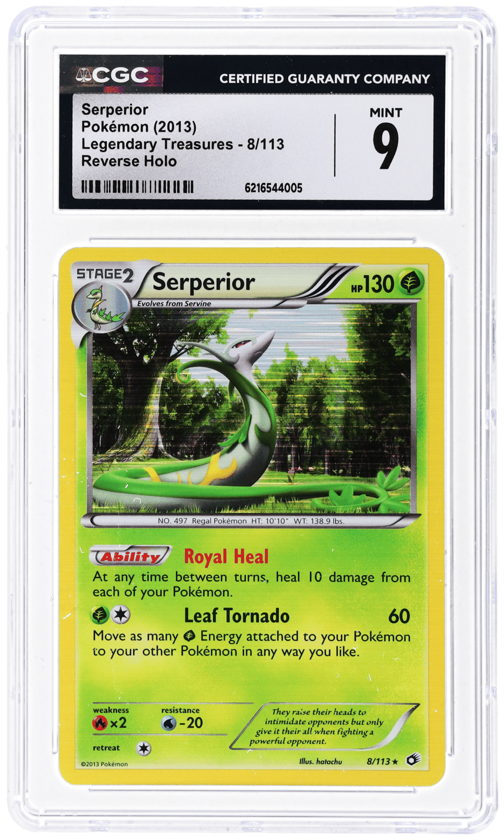 2013 Pokemon Black and White Legendary Treasures Reverse Holo Serperior #8 CGC 9