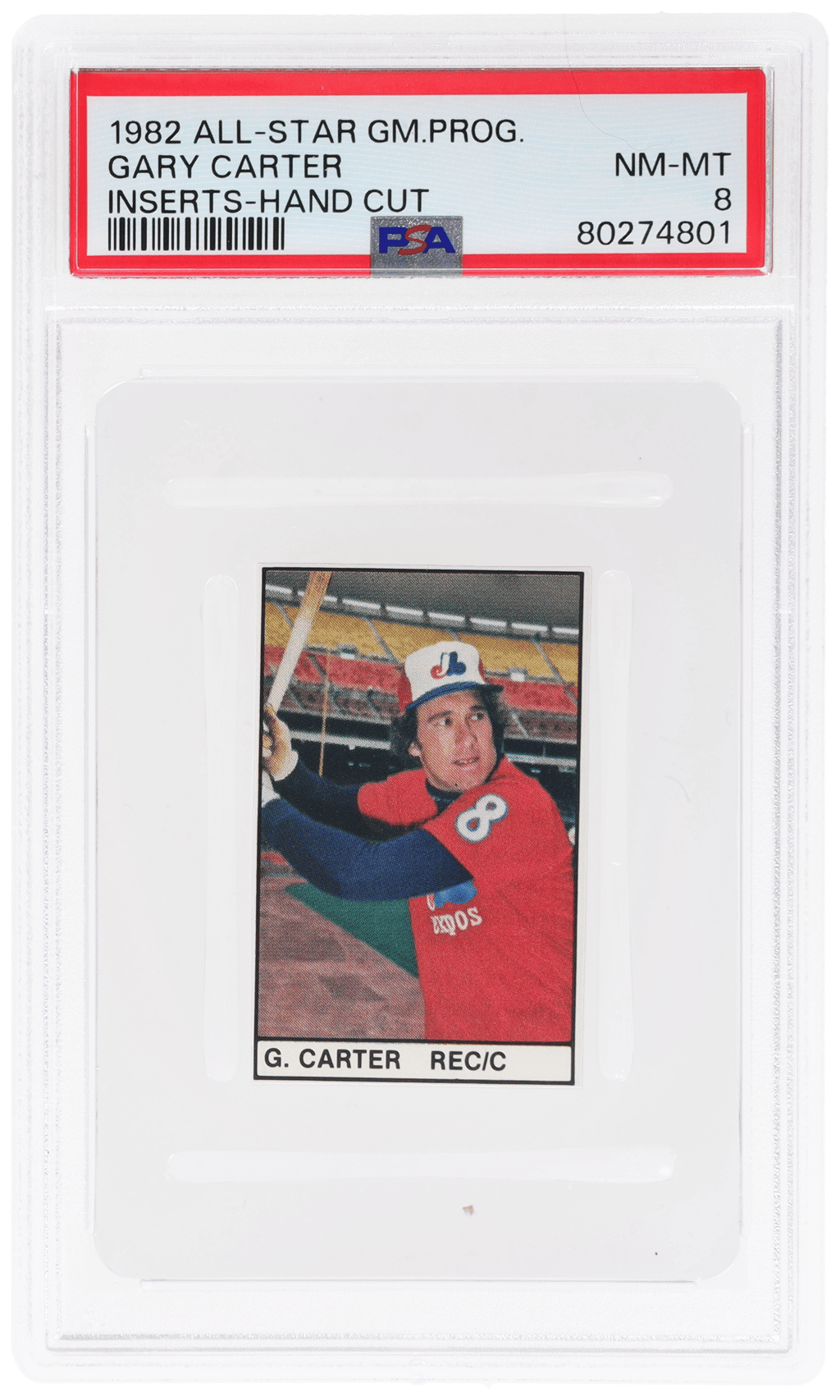1982 All-Star Game Program Inserts Hand Cut Gary Carter PSA 8