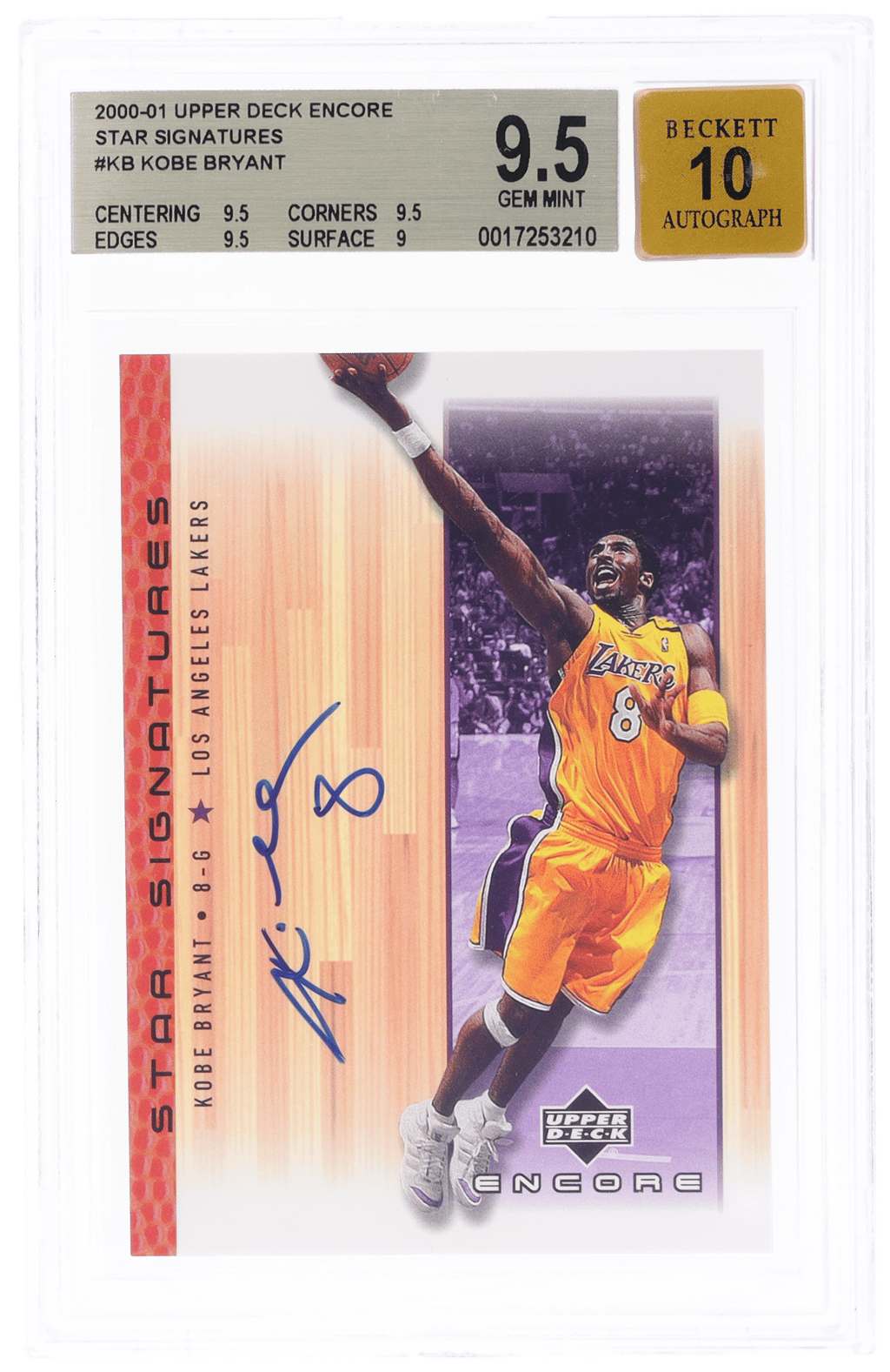 2000 Upper Deck Encore Star Signatures Kobe Bryant #KB BGS 9.5