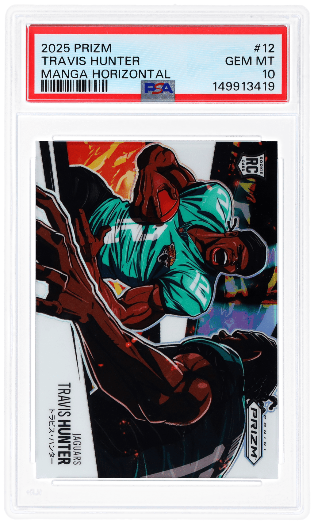 2025 Panini Prizm Manga Horizontal Travis Hunter #12 PSA 10
