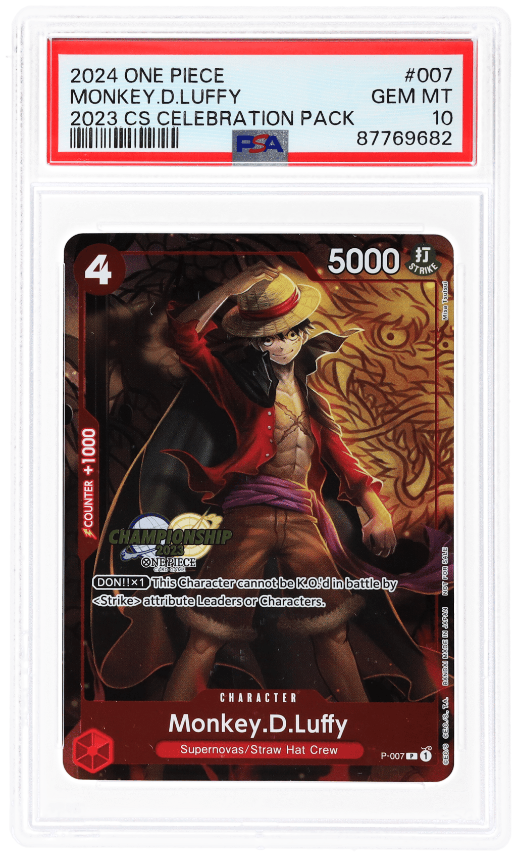 2024 One Piece Championship '23 Celebration Pack Monkey D. Luffy #P-007 PSA 10