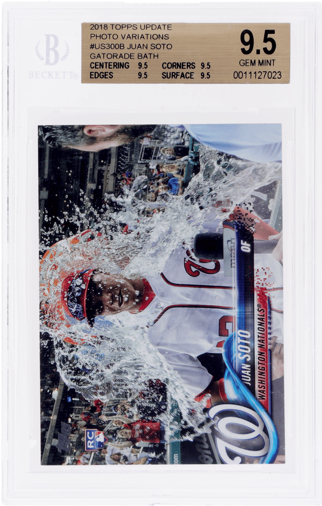 2018 Topps Update Gatorade Bath Variation Autograph Juan Soto #US300B BGS 9.5