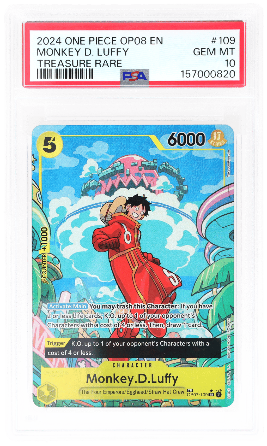 2024 One Piece Two Legends Treasure Rare Monkey D Luffy #OP07109 PSA 10