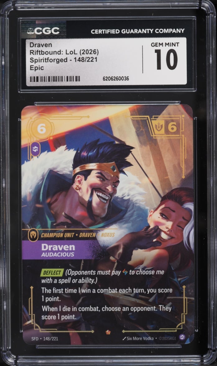 2026 Riftbound League Of Legends LoL Spiritforged Draven #148 CGC 10 GEM MINT