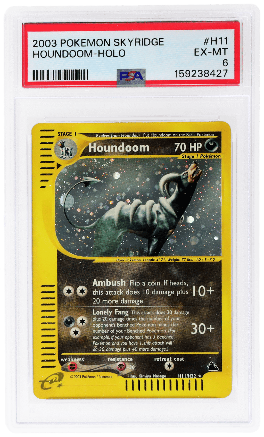 2003 Pokemon Skyridge Holo Houndoom #H11 PSA 6