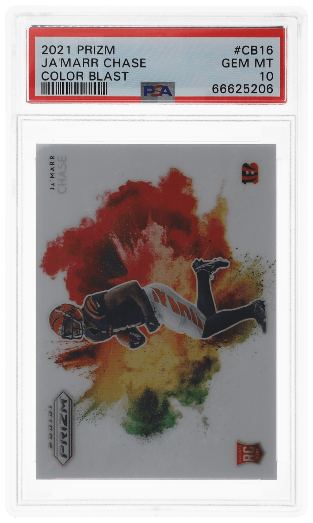 2021 Panini Prizm Color Blast Prizm Ja'Marr Chase #CB16 PSA 10