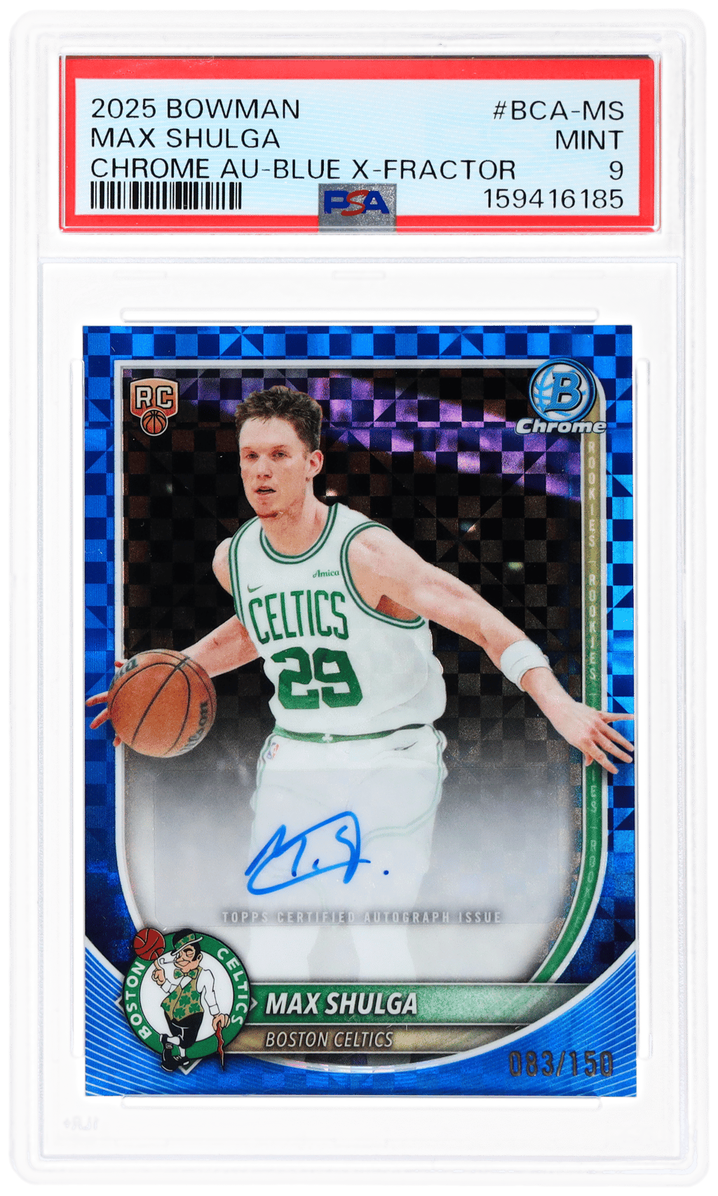 2025 Bowman Chrome Autograph Blue X-Fractor Max Shulga #BCA-MS 83/150 PSA 9