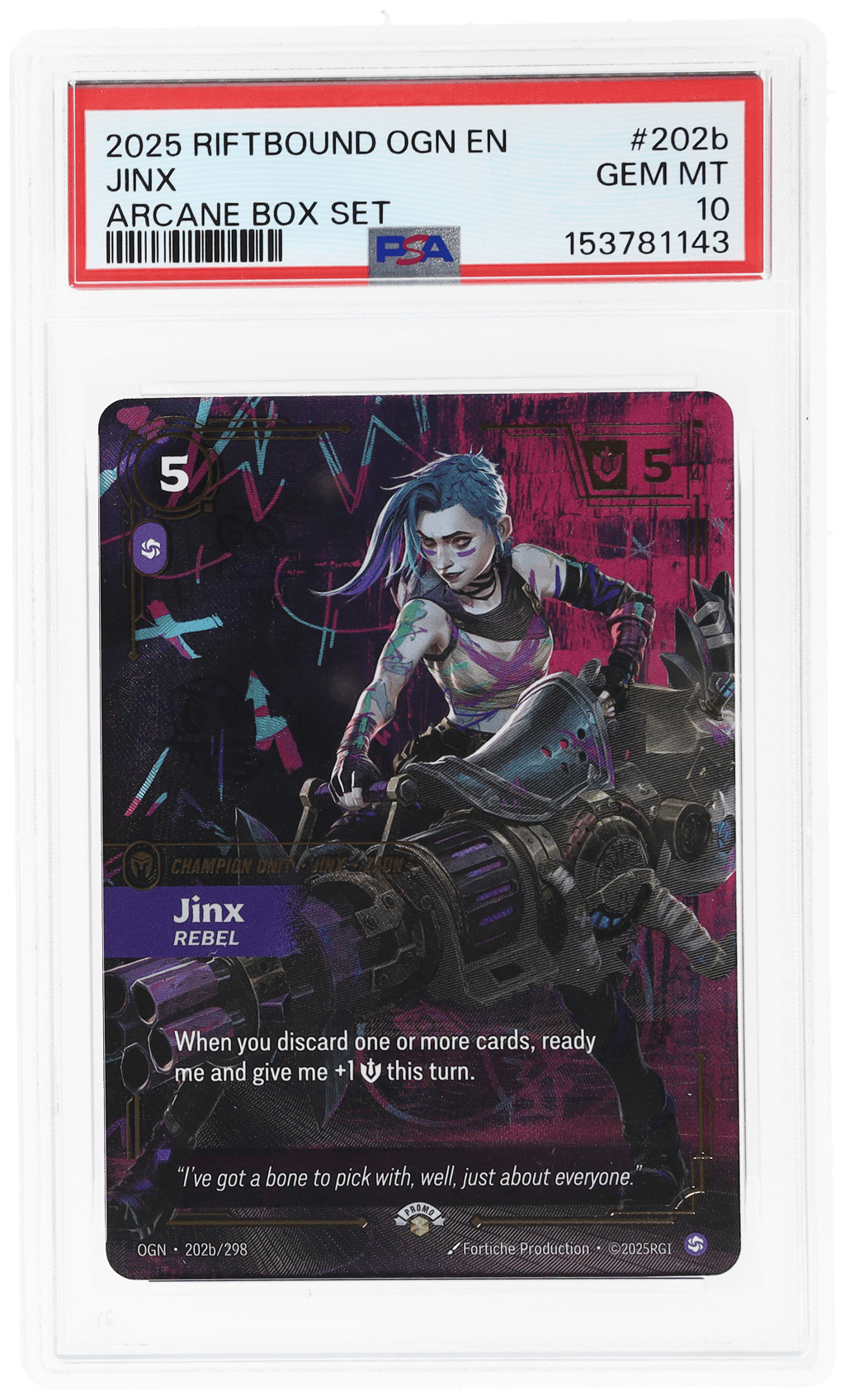 2025 Riftbound League of Legends Origins Arcane Box Set Jinx #202b PSA 10