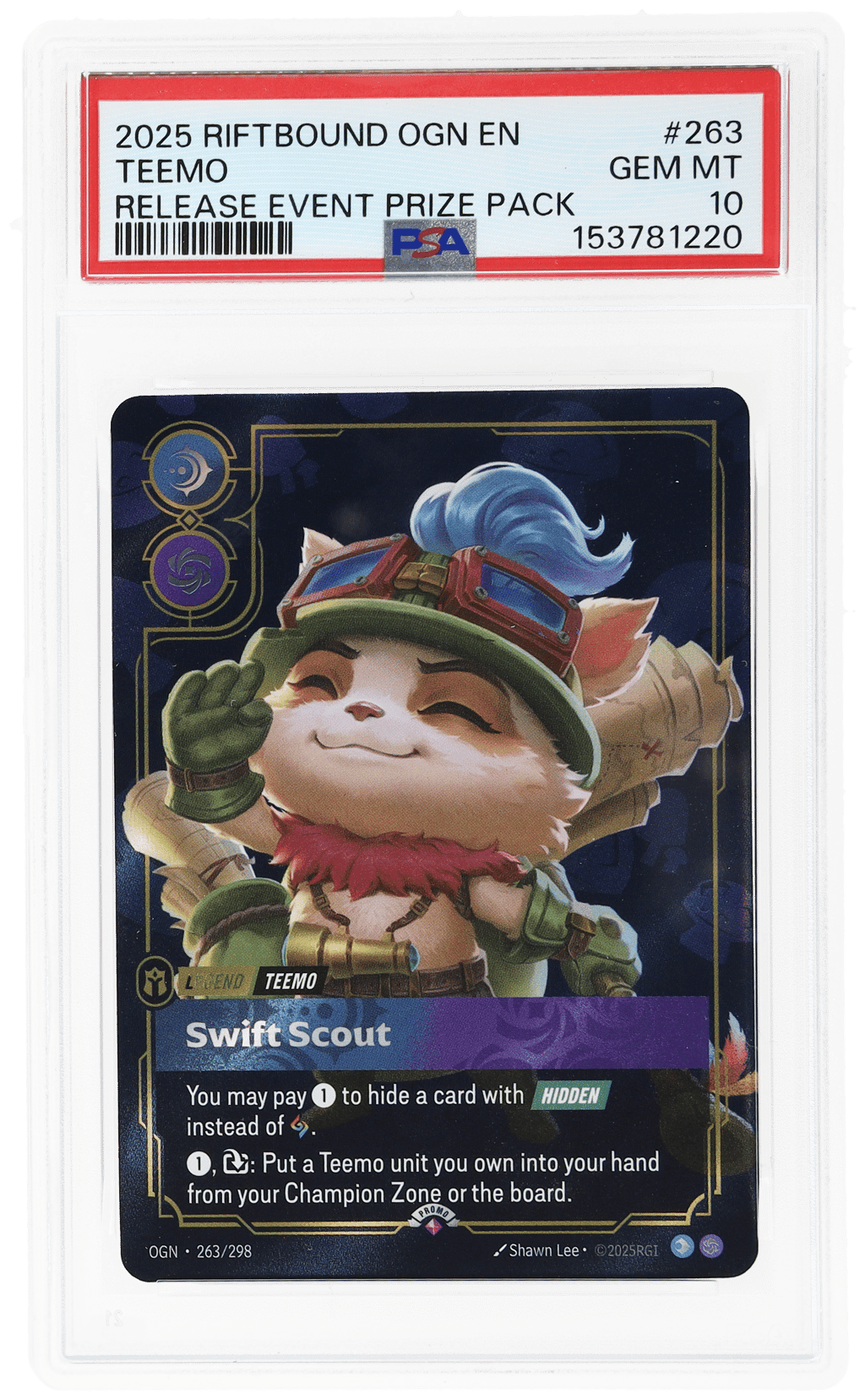 2025 Riftbound League of Legends Origins Release Event Prize Pack Teemo #263 PSA 10