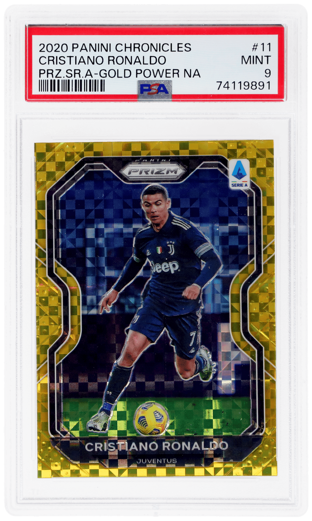 2020 Panini Prizm Serie A Gold Power Cristiano Ronaldo #11 PSA 9