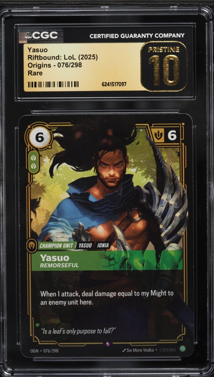 2025 Riftbound League Of Legends LoL Origins Yasuo #076 CGC 10 PRISTINE