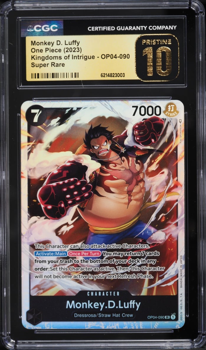 2023 One Piece Kingdoms Of Intrigue SR Monkey D. Luffy #OP04-090 CGC 10 PRISTINE