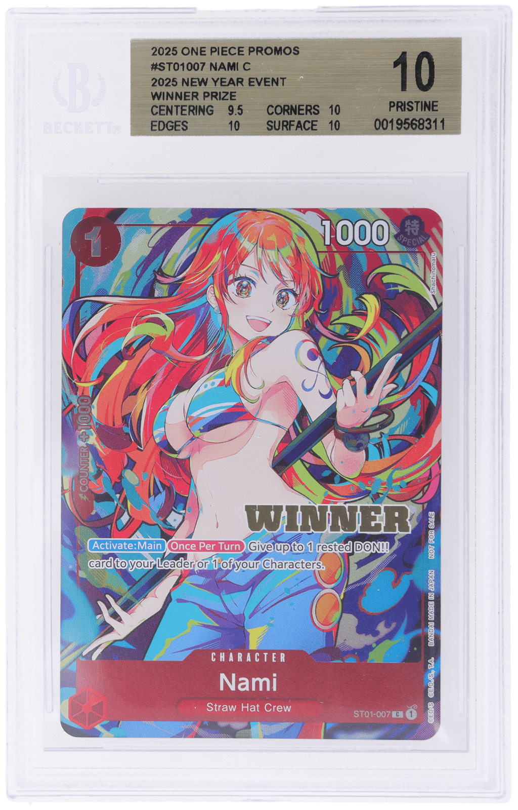 2025 One Piece Promo New Year Event Winner Nami #ST01007 BGS 10