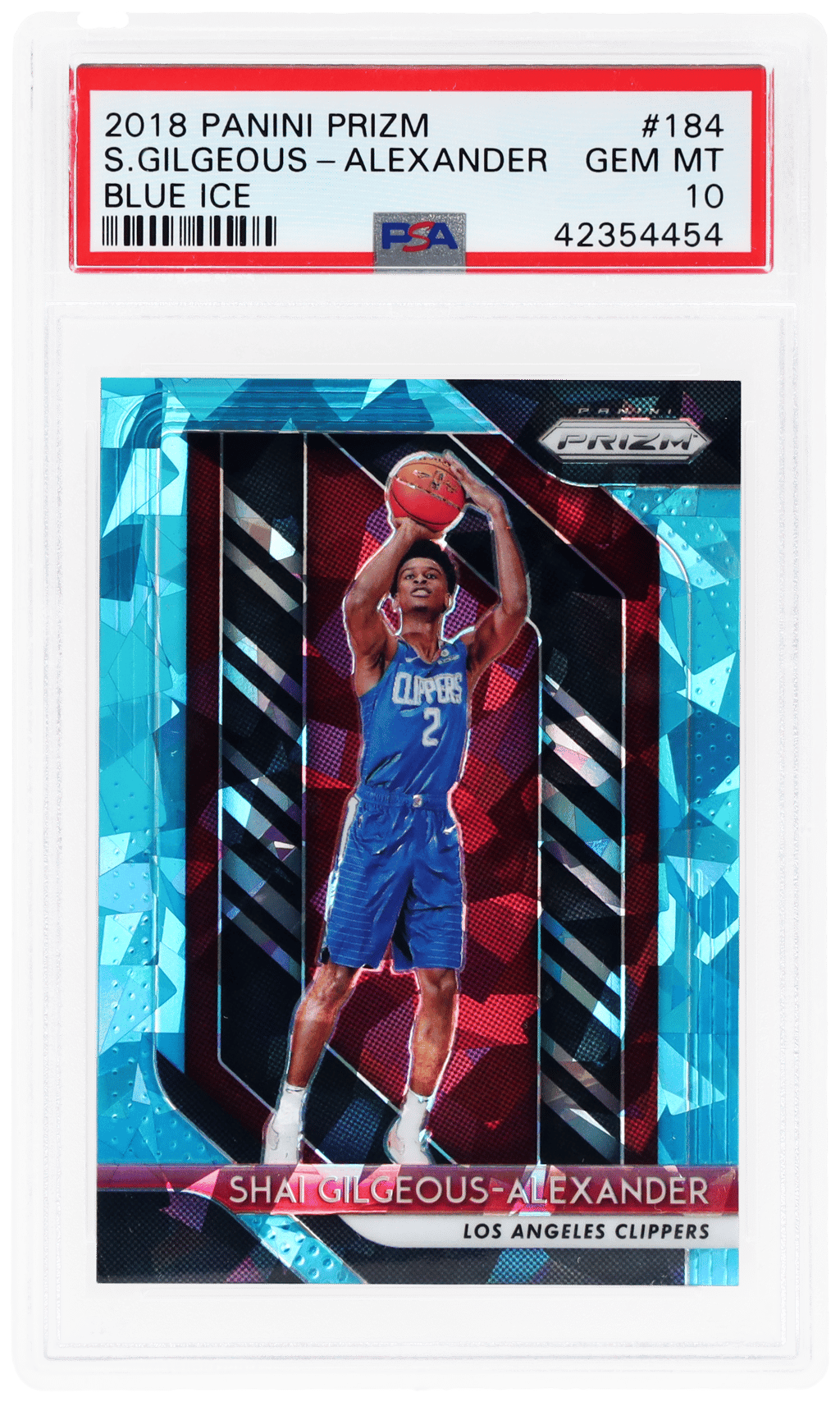 2018 Panini Prizm Blue Ice Prizm Shai Gilgeous-Alexander #184 57/99 PSA 10